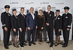 النجوم العالميون مارجوت روبي جيسي جي وأورلاندو بلوم يحتفلون بالخط الجديد لطائرات 787-9 دريملاينر للخطوط الجوية البريطانية في أبوظبي